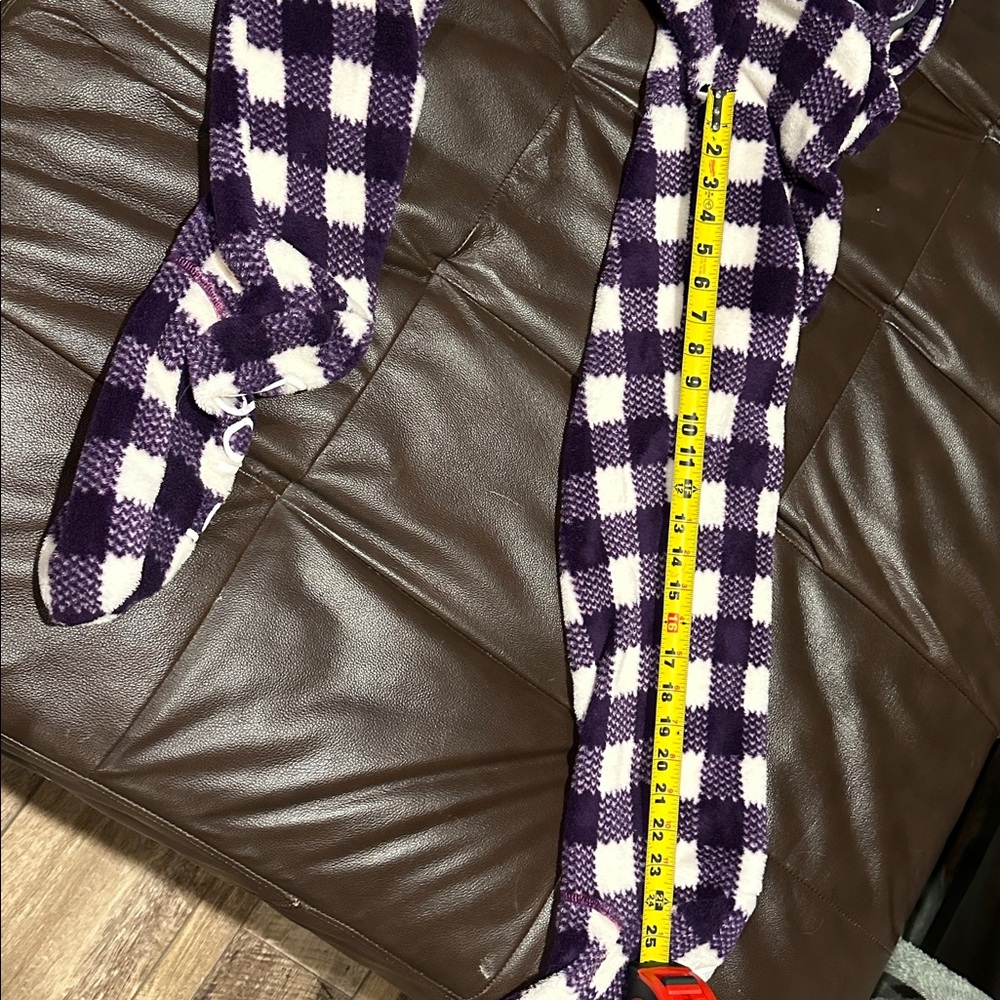 Cuddl Duds Purple and White Plaid Hooded Onesie - Picture 9 of 9